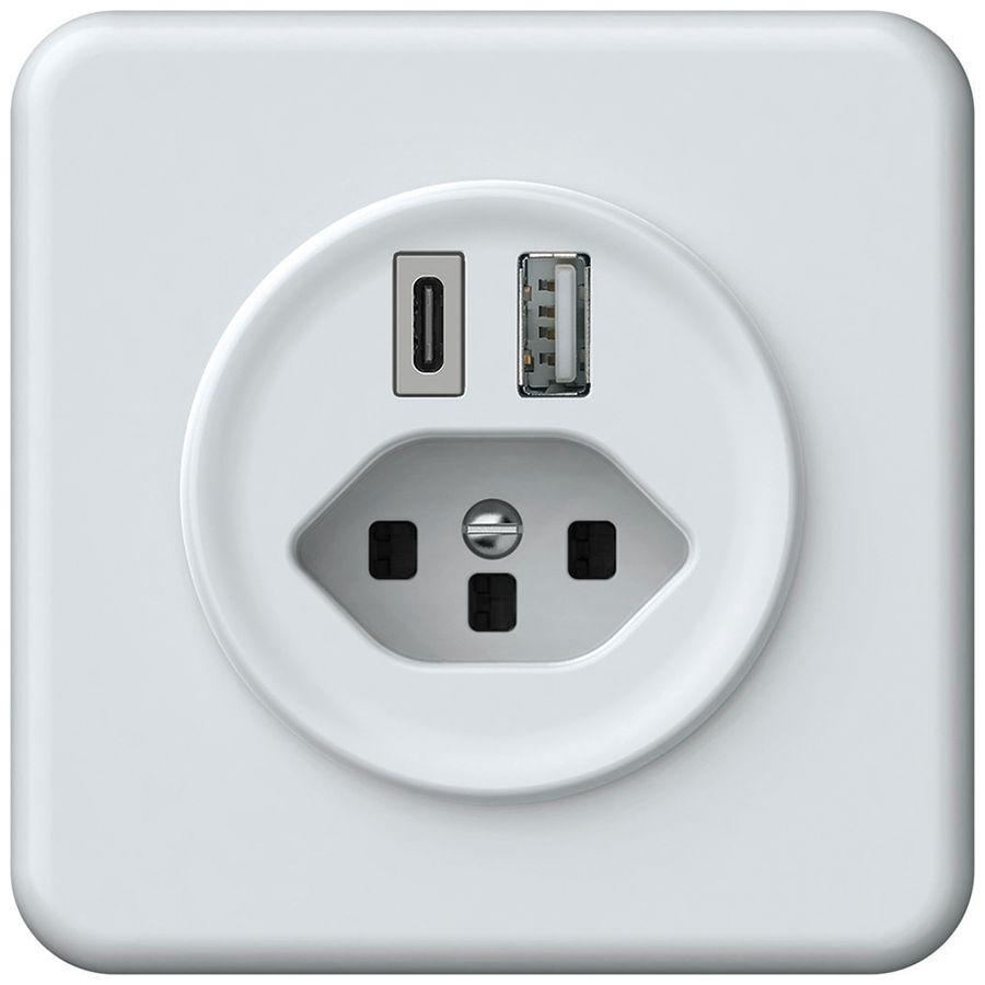 UP-USB-Ladesteckdose origin 1×USB-A 1×USB-C 3000mA 5V mit Typ 23 weiss