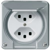 UP-Steckdose robusto 2×Typ 23 aluminium für Kombination