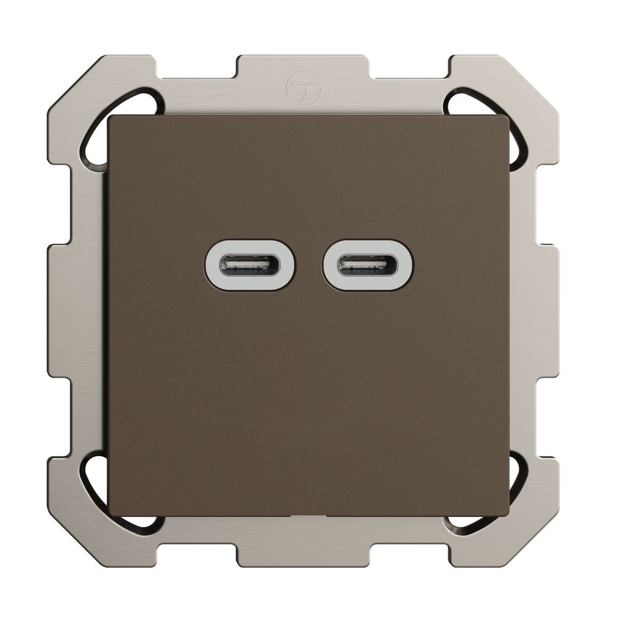 UP-Steckdose USB 18W 2×Typ C Feller EDIZIOdue FM 230V 3600mA coffee