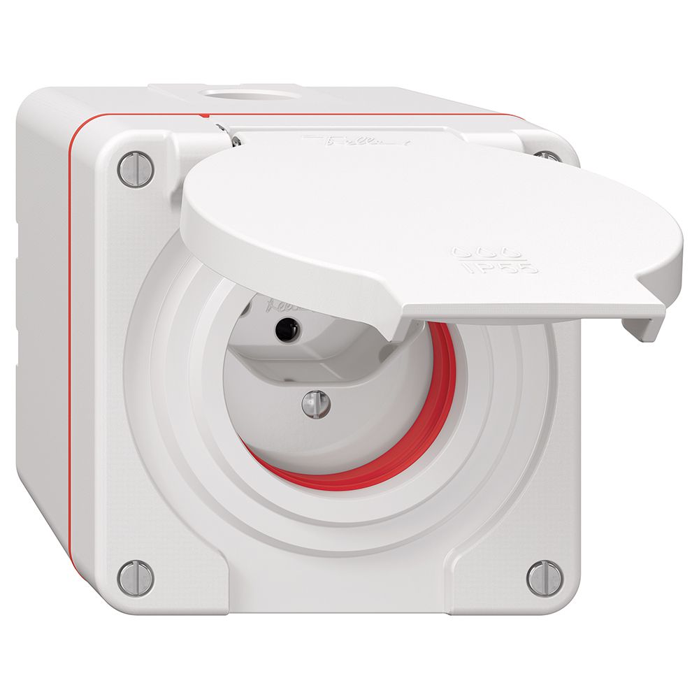 Prise NAP NEVO, 1×T13, IP55 d'après SN 441011, a.joint rouge, blanc