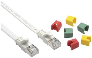Patchkabel RJ45 Ceconet Slim, Kat.6A U/FTP, flach, kodierbar, weiss, 20m