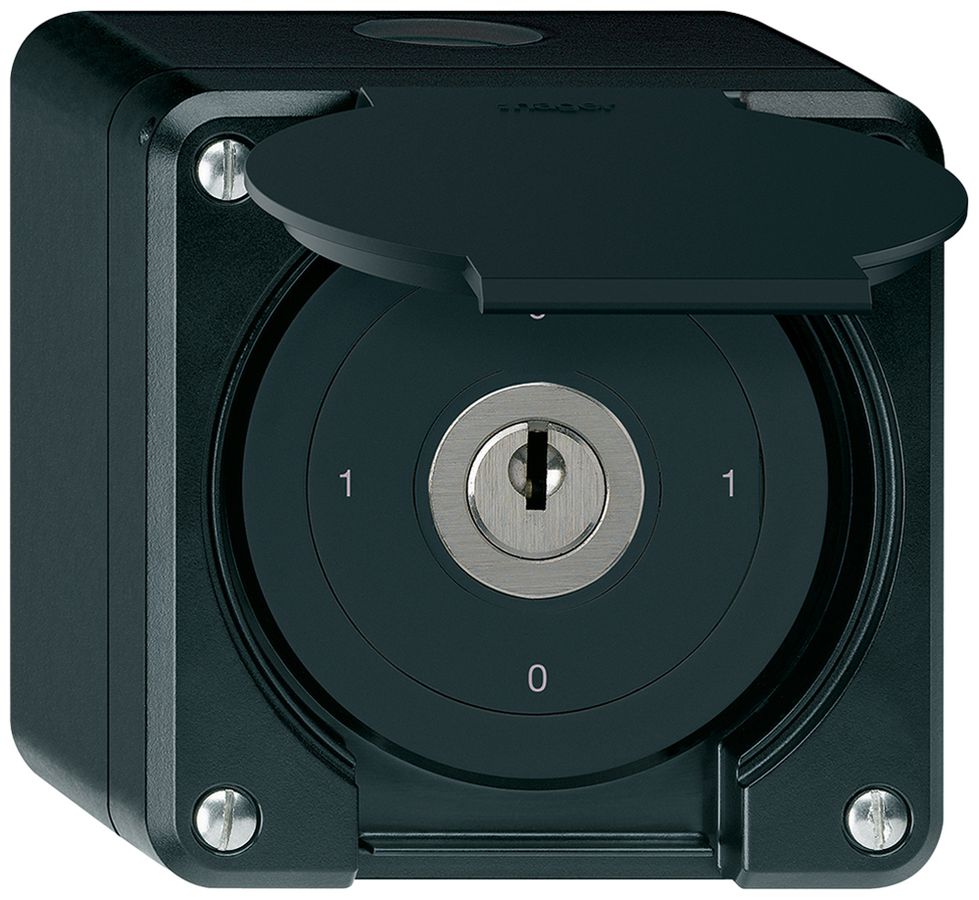 Interruttore a chiave AP robusto IP55 con copertura S0/1P nero