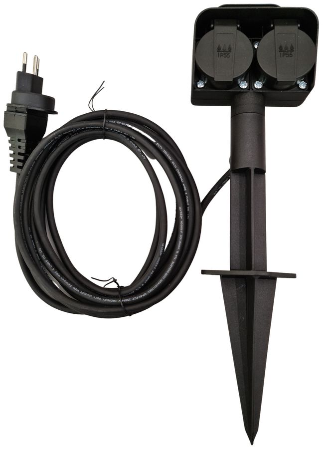 Prise multiple type 13 Karch AG 2×T13 10A 250V 330mm IP55 noir