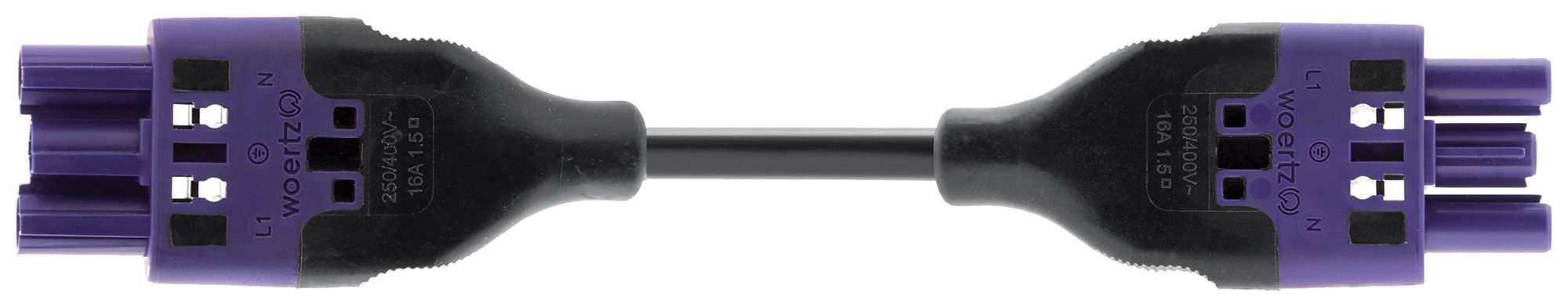 Verbindungsleitung Woertz 49343/C1 3×1.5mm² 250V 16A 6m vi Buchse-Stecker Cca
