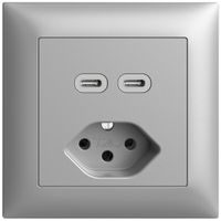 Prise ENC USB 2×type C + type 13 Feller EDIZIOdue FMI 230V 3000mA silver