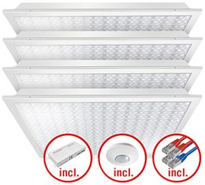 Set di lampade LED INS ESYLUX CELINE-2 625×625 4×30W 827…865 17600lm opale