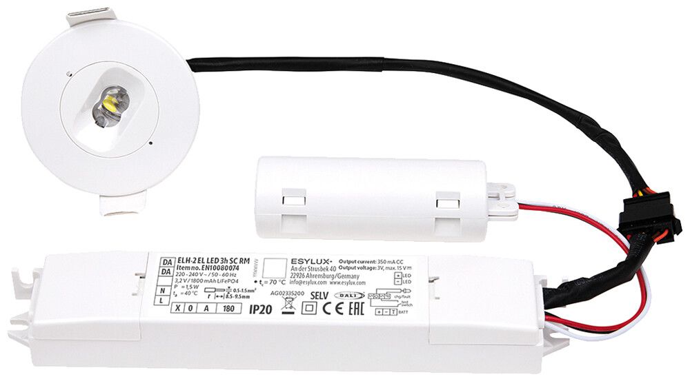 Luminaire de secours ESYLUX ELH-2 1.5W 150lm 6000K 3h Ø60×28mm blanc