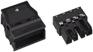 Stecker WAGO 4L, schwarz mit Zugentlastunggehäuse