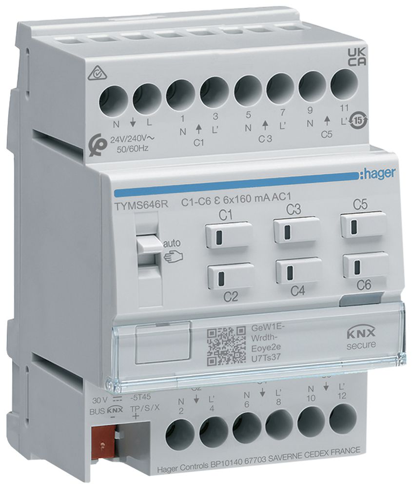 Actionneur de chauffage KNX Secure AMD Hager 6-fois a.régulateur 24/230V, triac
