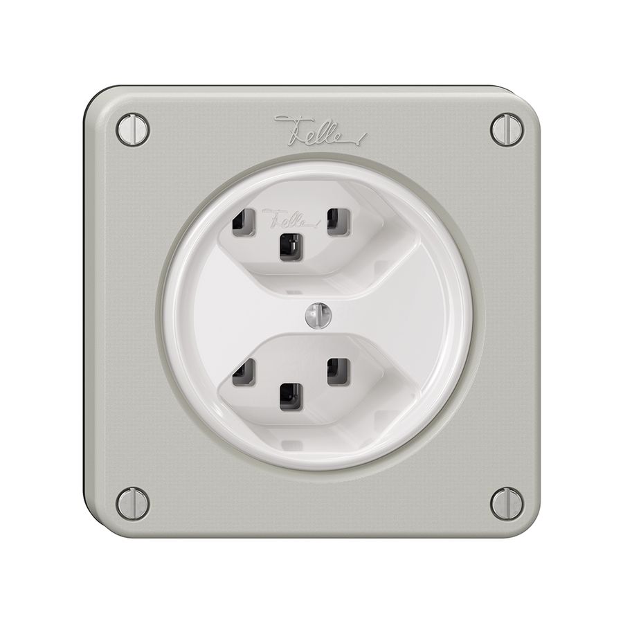 Steckdose NEVO, 2×T23, lichtgrau