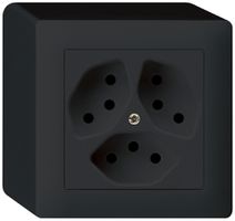 Presa AP kallysto 3×T13 nero con protezione bambini