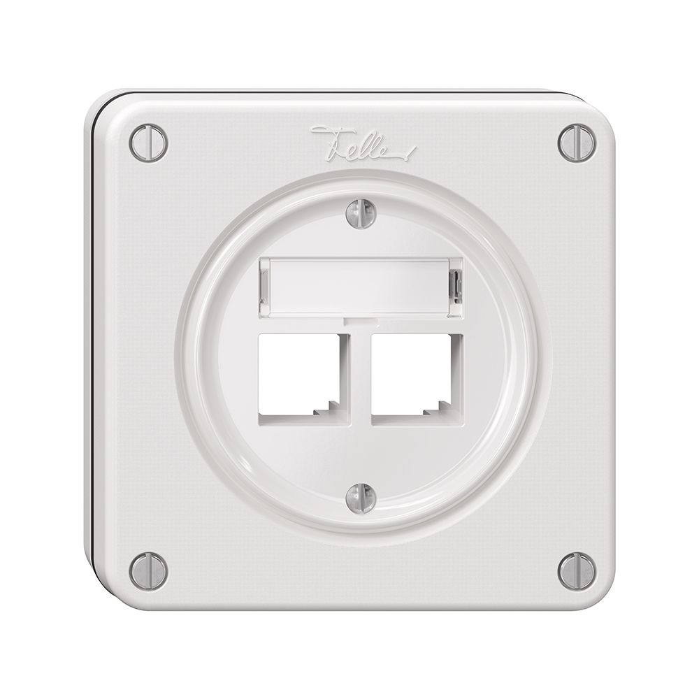 Kit de montage NUPU Feller S-One EASYNET, pour 2×RJ45, profondeur 28 mm, blanc