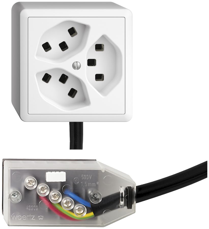 Prise AP 3×T23 16A blanc L2 EDIZIOdue pour Technofil