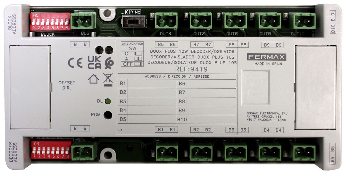REG-Etagendecoder Fermax DUOX Plus 10 Ausgänge 24VDC
