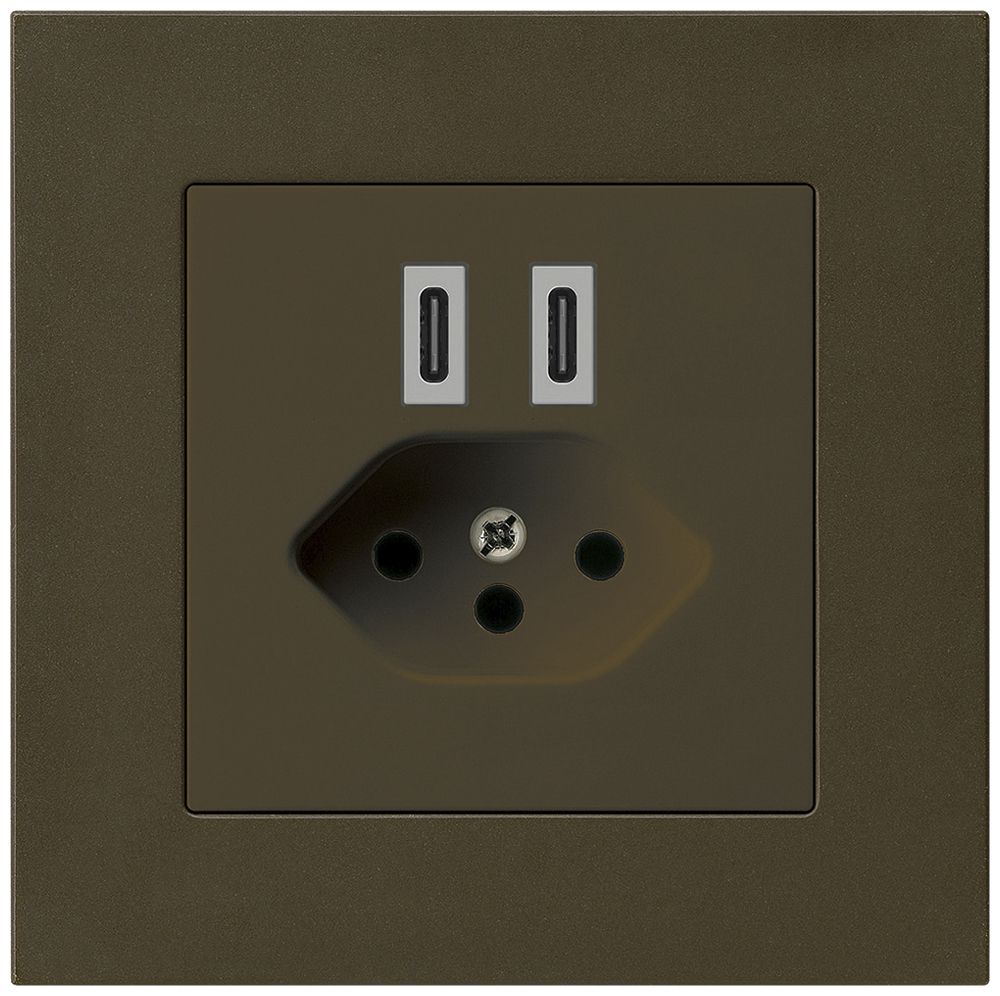 Prise de charge USB ENC Hager kallysto.pro C-C 20W+T13 5V 94×94mm brun