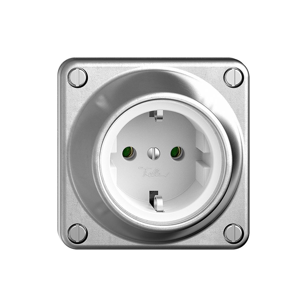 Prise SCHUKO FH GVU 16A, 250VAC, L+N+PE aluminium poli