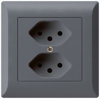 Prise 2×type 13 ENC Hager kallysto.line anthracite