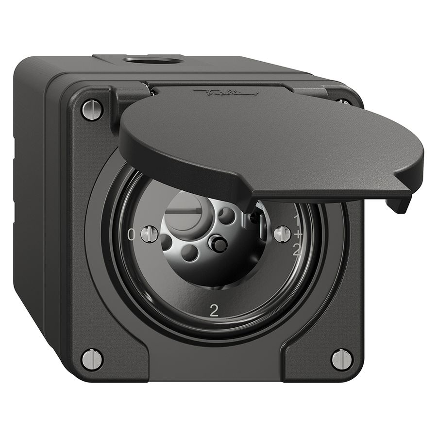 Interrupteur rotatif NAP NEVO, 1/1 L, sans cylindre, KS, 0-1-1+2-2, noir