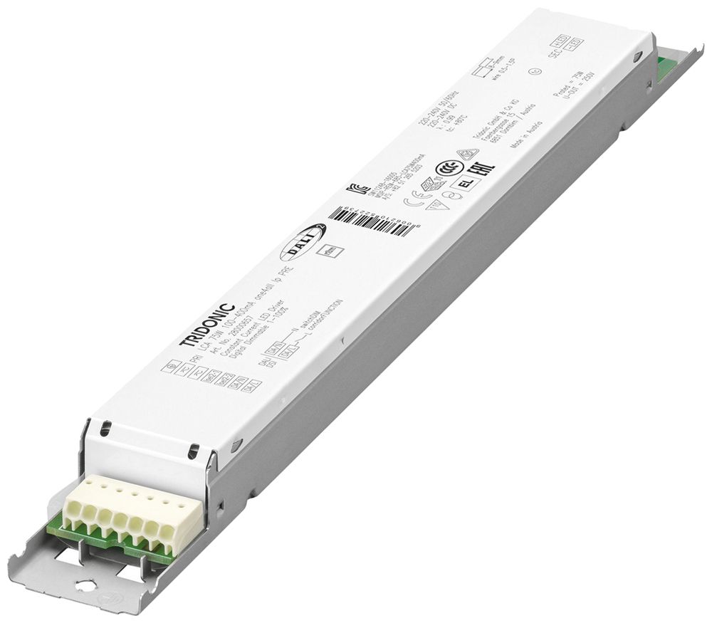 Alimentation LED Tridonic LCA PRE 75W 110…220V 100…400mA DALI 280×30×21mm