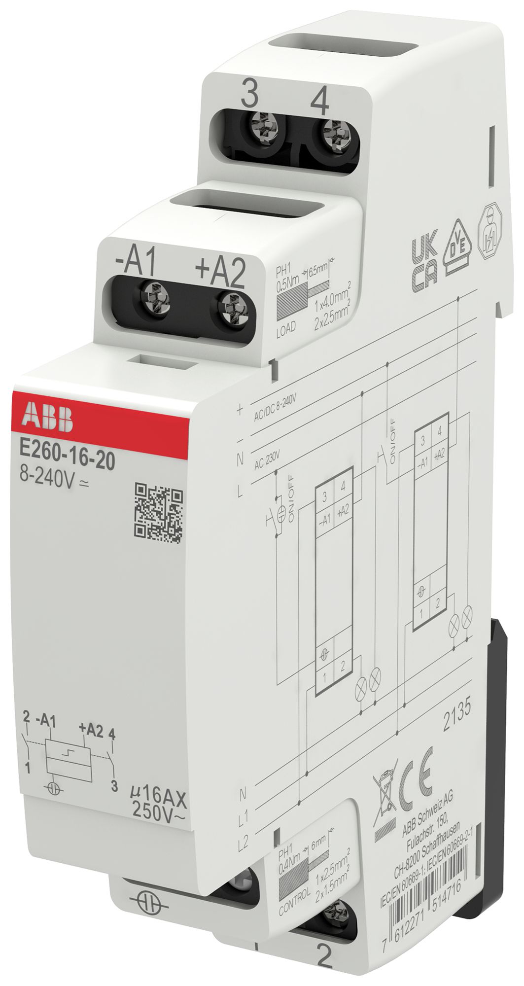 Schrittschalter ABB E260-16-20 1TE 8…240VUC/16A 4000W 2S