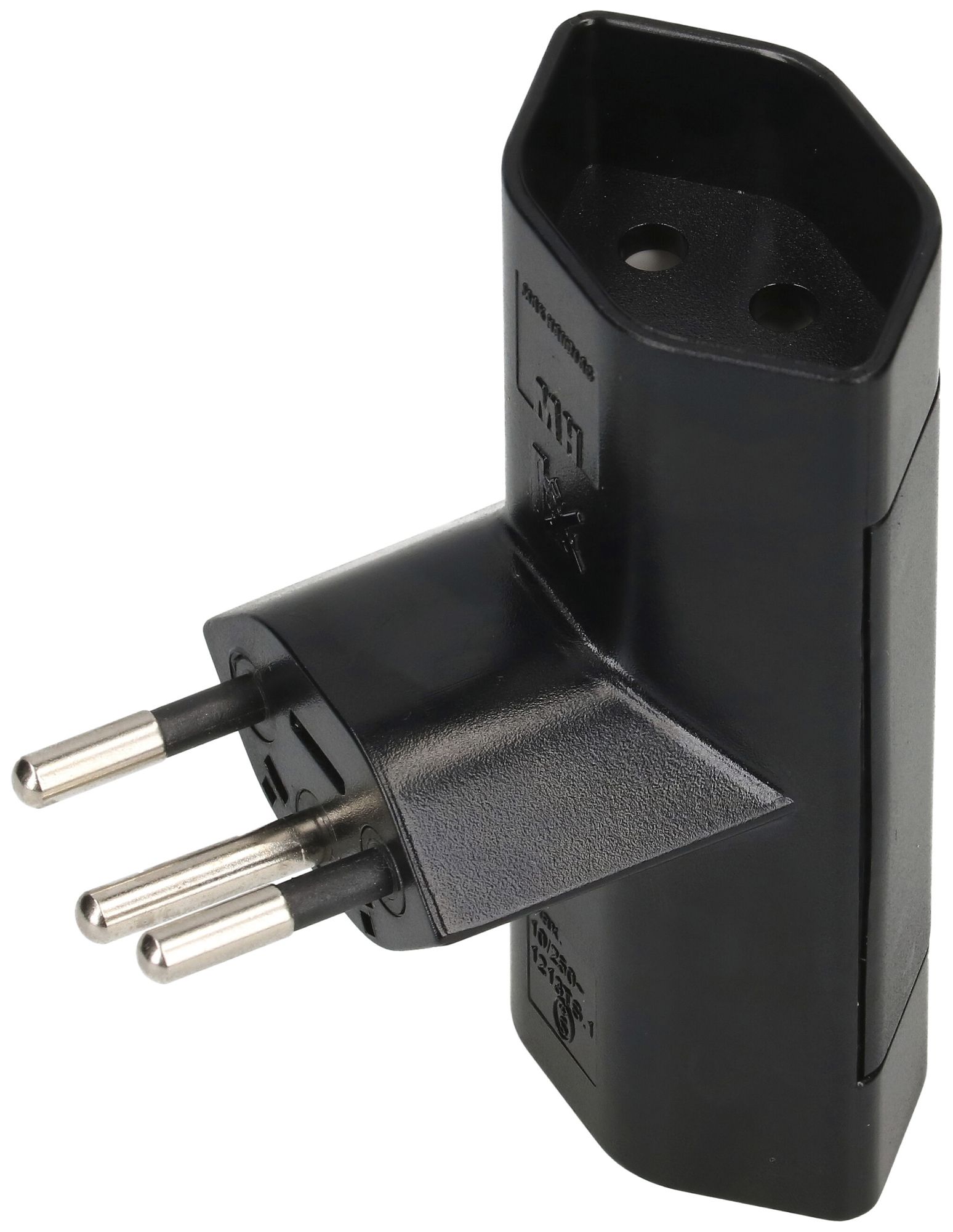 Abzweigstecker MAX HAURI 2×T13 10A 250V T-Form schwarz