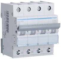 Disgiuntore Hager MCB quickconnect 4P 415V tipo B 25A Icn 6kA 4UM