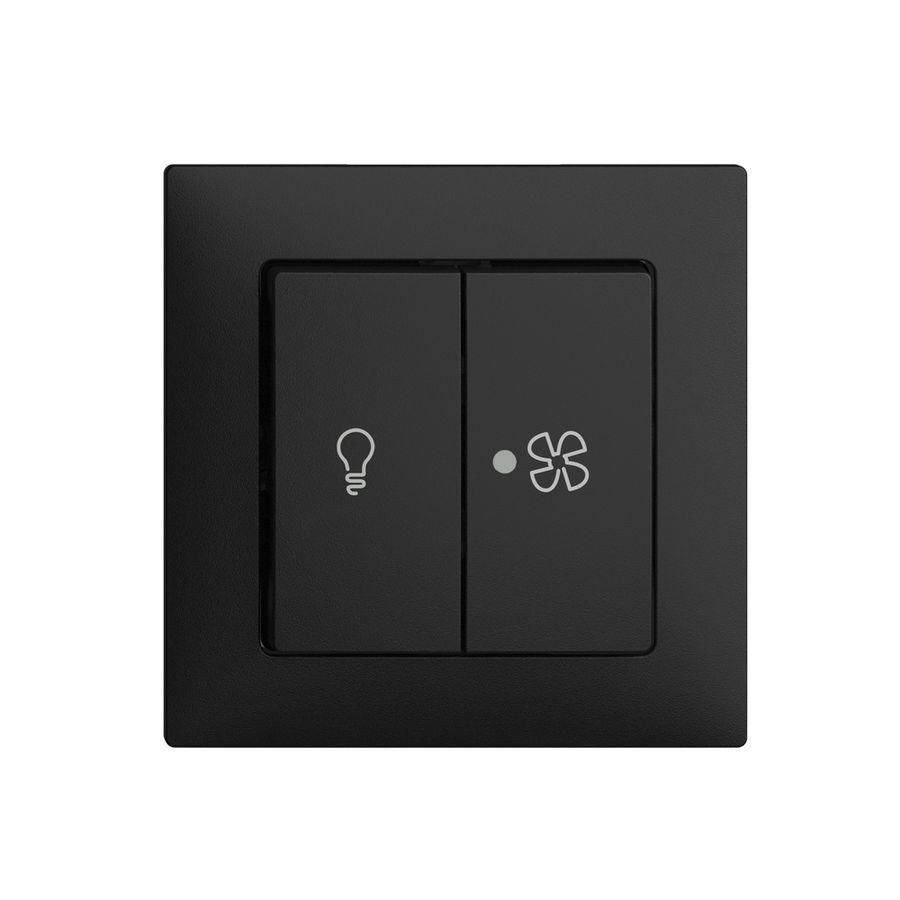 Kit frontal EDIZIOdue noir 60×60mm bouton double