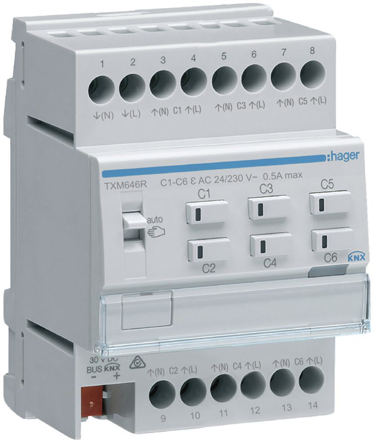 Actionneur de chauffage AMD Hager TXM646R KNX easy, 6 fois avec régulateur
