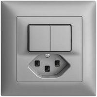 Combinaison ENC 2×A-R/1L+T23 silver 16A EDIZIOdue