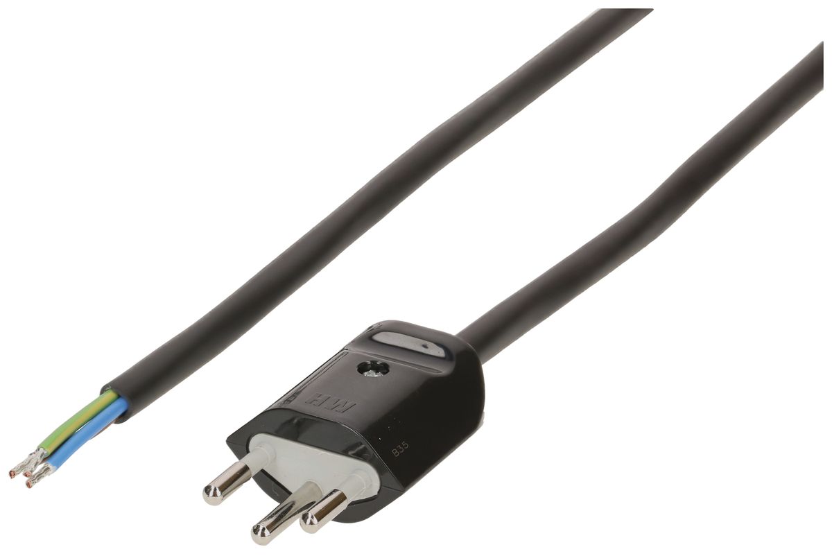 Apparatekabel MAX HAURI Td 3×1mm² 3m schwarz Stecker T12