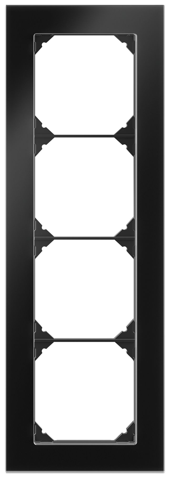 UP-Abdeckrahmen EDIZIO.liv prestige SNAPFIX® 4×1/1×4 274×94mm glas schwarz