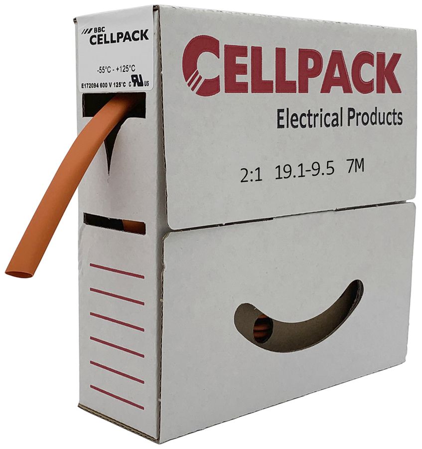 Gaine rétractable SB 2:1 19.6…9.5mm box à 7m orange