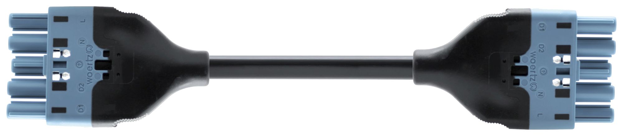 Verbindungsleitung Woertz 49345/C2 5×2.5mm² 250V 20A 4m bl Buchse-Stecker Cca
