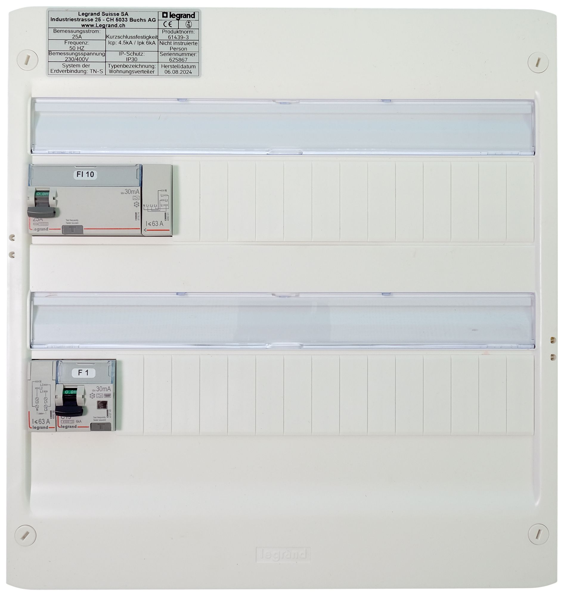 Petit tableau de distribution AP Legrand 2-rangées 36 UM blanc