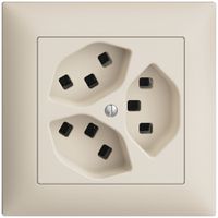UP-Steckdose 3×T23 16A EDIZIOdue crema, mit Steckklemmen