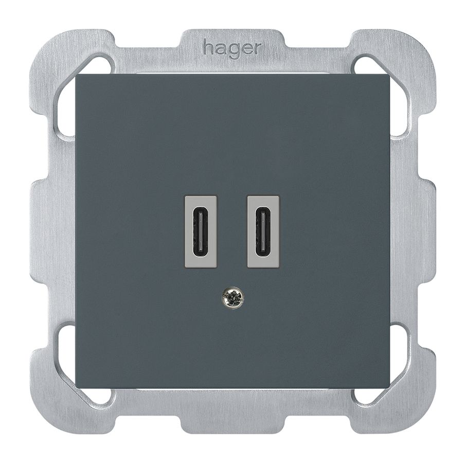 UP-USB-Ladesteckdose Hager kallysto C-C 20W 5V 77×77mm anthrazit