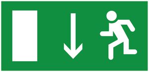 Piktogramm Legrand Aufkleber Rettungsweg nach unten 325×150mm