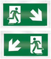 Plaque avec pictogramme ESYLUX pour SLX recto/verso flèche bas d/g