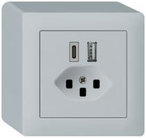 Prise de charge USB AP kallysto 18W PD 1×type A 1×type C T23 gris clair