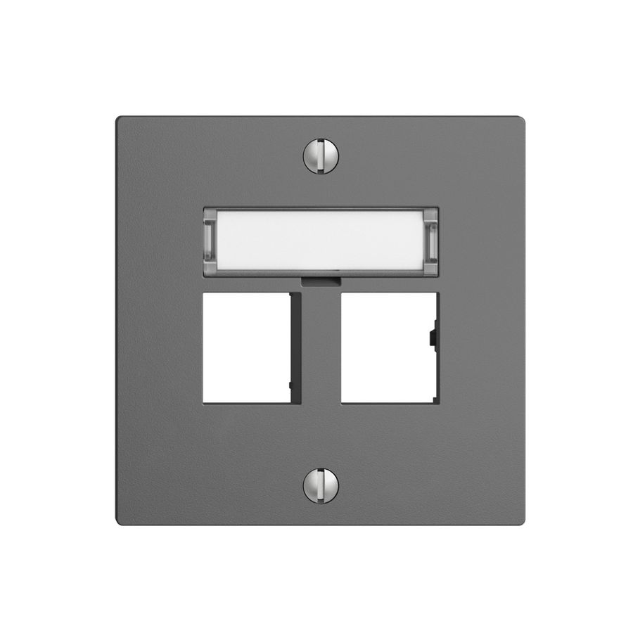 Montageset EDIZIOdue Geradeauslass, für 2×RJ45 freenet, dunkelgrau