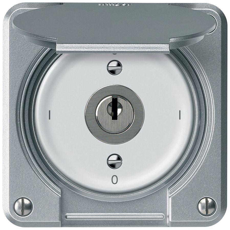 Interruttore a chiave robusto interruttore 2×1 polo 16A 250V 86×86mm alluminio