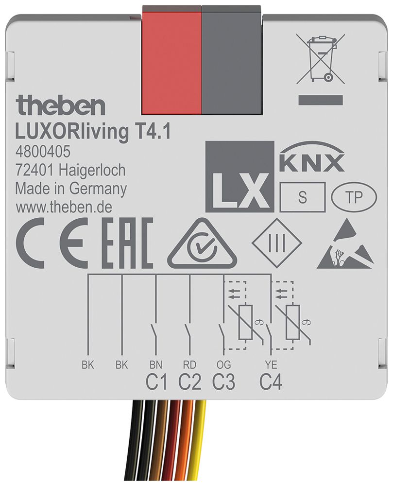 EB-Eingangsmodul Theben LUXORliving T4.1 4-Kanal 5VUC 38×37.3×12.4mm
