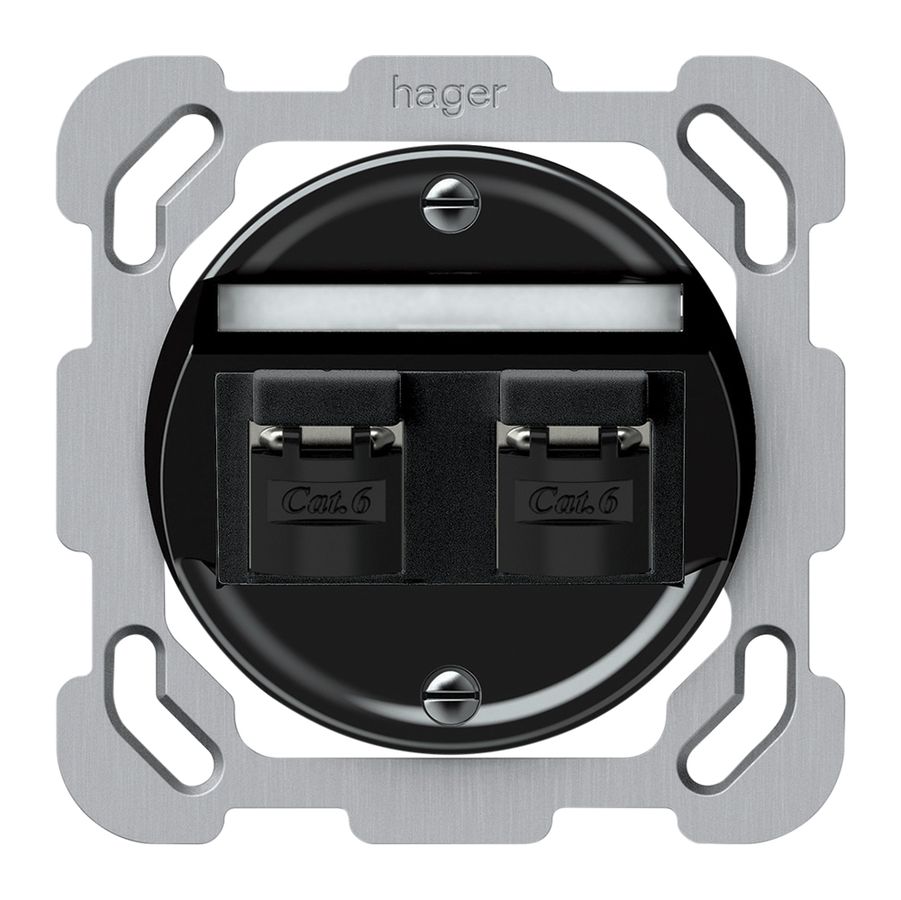 UP-Anschlussdose origin 2×RJ45 8(8) Kat.6 schräg geschirmt 77×77mm schwarz