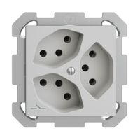 UP-Steckdose EDIZIOdue 3×T13 1×S hellgrau mit Shutter