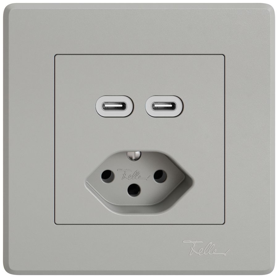 Prise de charge USB ENC EDIZIO.liv SNAPFIX® USB C+C/T13 3A 230VAC grc