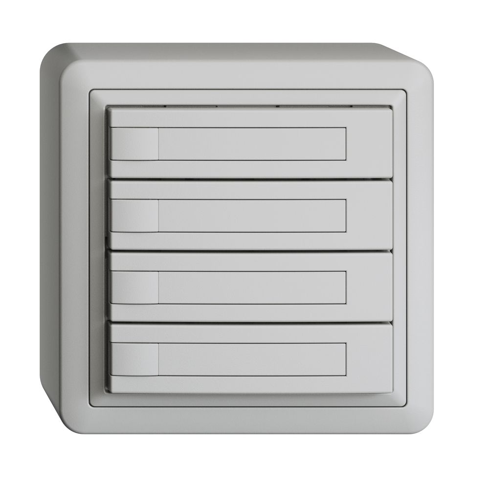 Poussoir KNX RGB AP EDUE, 250mW, s.LED, a.papier, 4×poussoir, 1×touche, grc