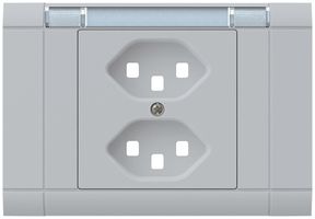 EB-Frontset kallysto, für EB-Steckdose 2×T23, mit Bezeichnungsträger, hellgrau