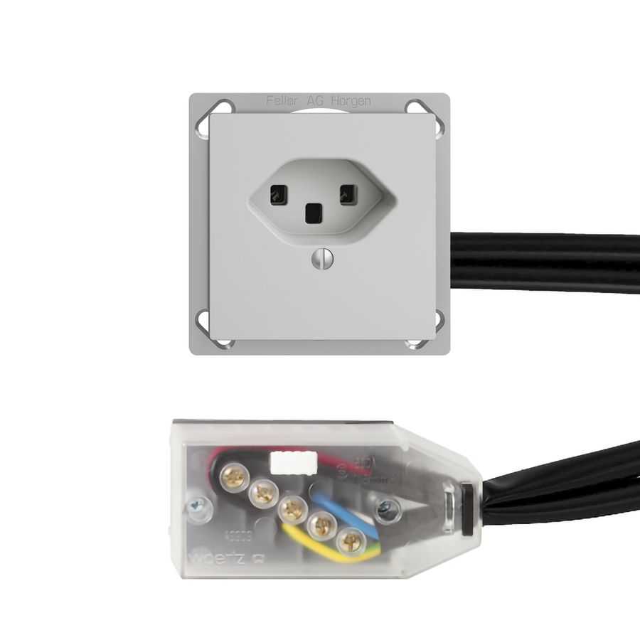 Prise INC EDIZIOdue T23 L2 gris clair, pour câble plat Technofil