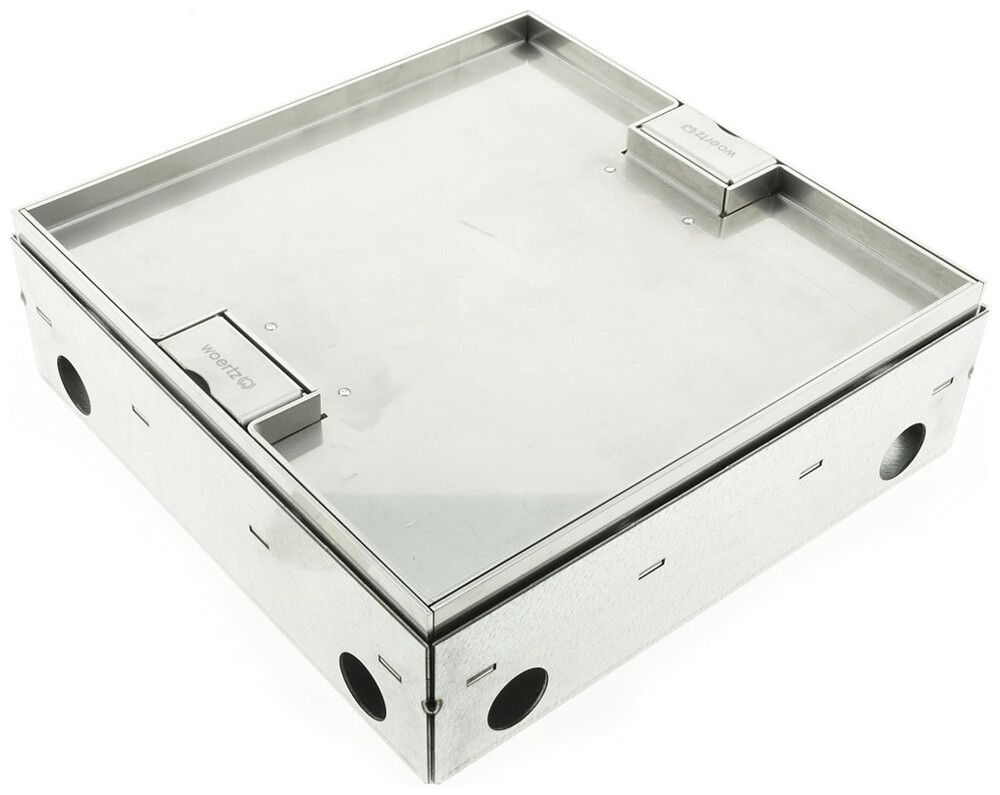 Boîte de sol Woertz WAK Cr 200×200×75mm hauteur de sol 75…100mm avec bord