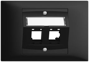 EB-Montageset EDIZIOdue BKE, mit Schrägauslasshaube, für 2×RJ45, schwarz